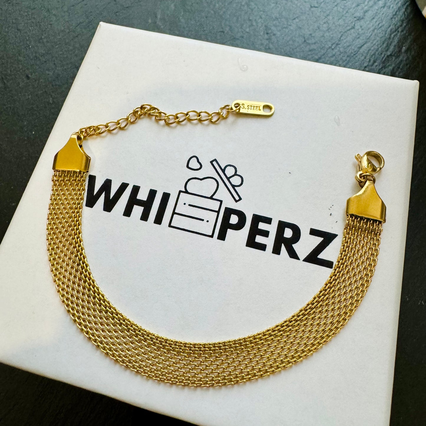 Golden Elegance Mesh Bracelet