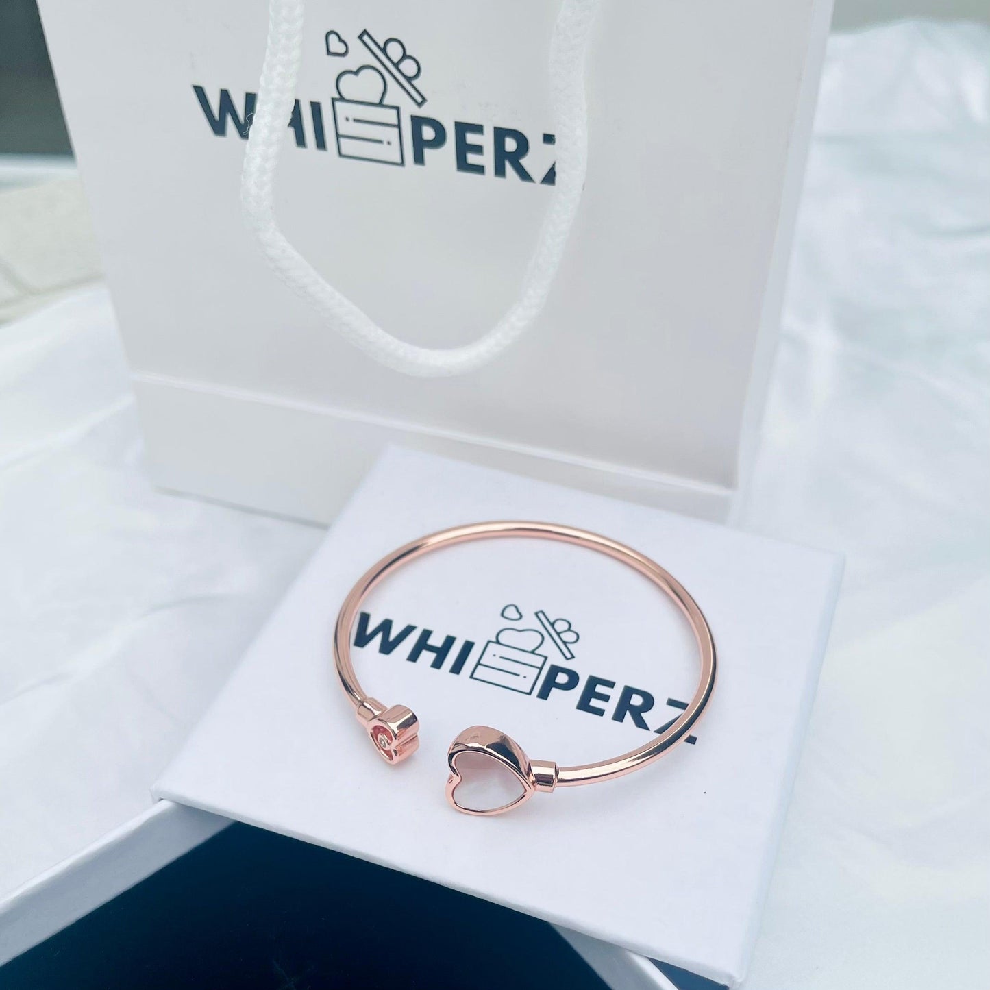 Rose Gold Love Heart Bracelet - Whisperz