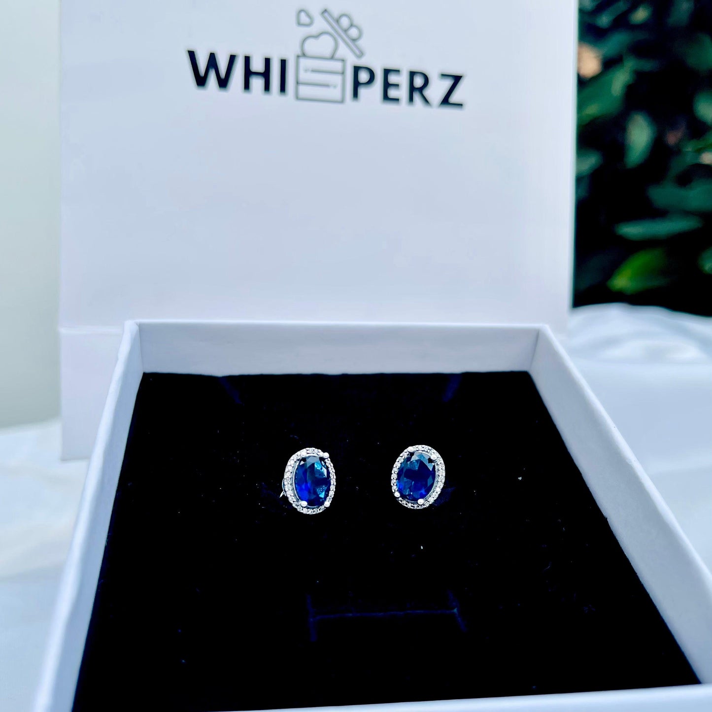 Sapphire Centerpiece Silver Earrings - Whisperz