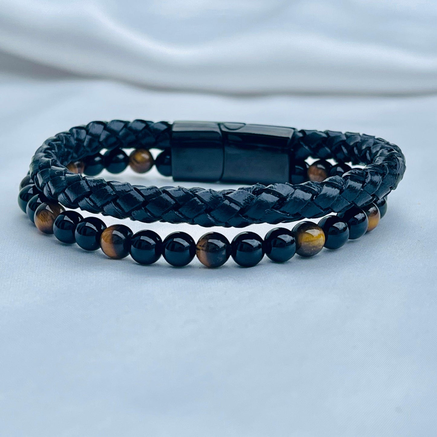 TigerEye Gemstone Leather Bracelet - Whisperz