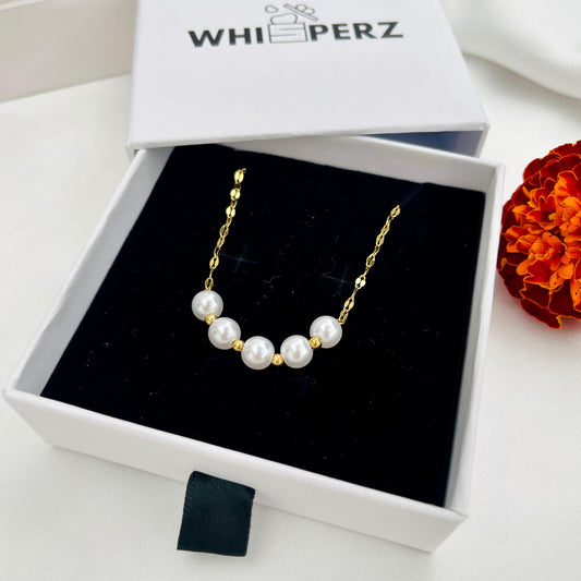 18k Gold-Plated White Pearl Necklace - Whisperz