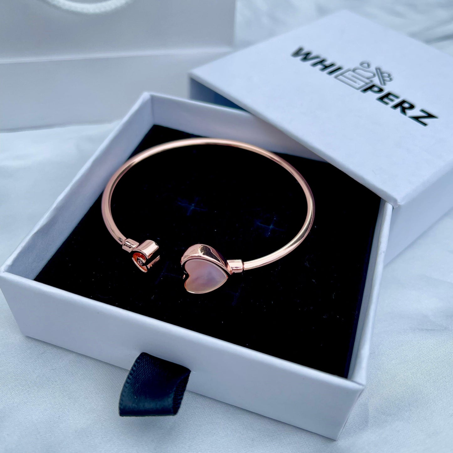 Rose Gold Love Heart Bracelet - Whisperz