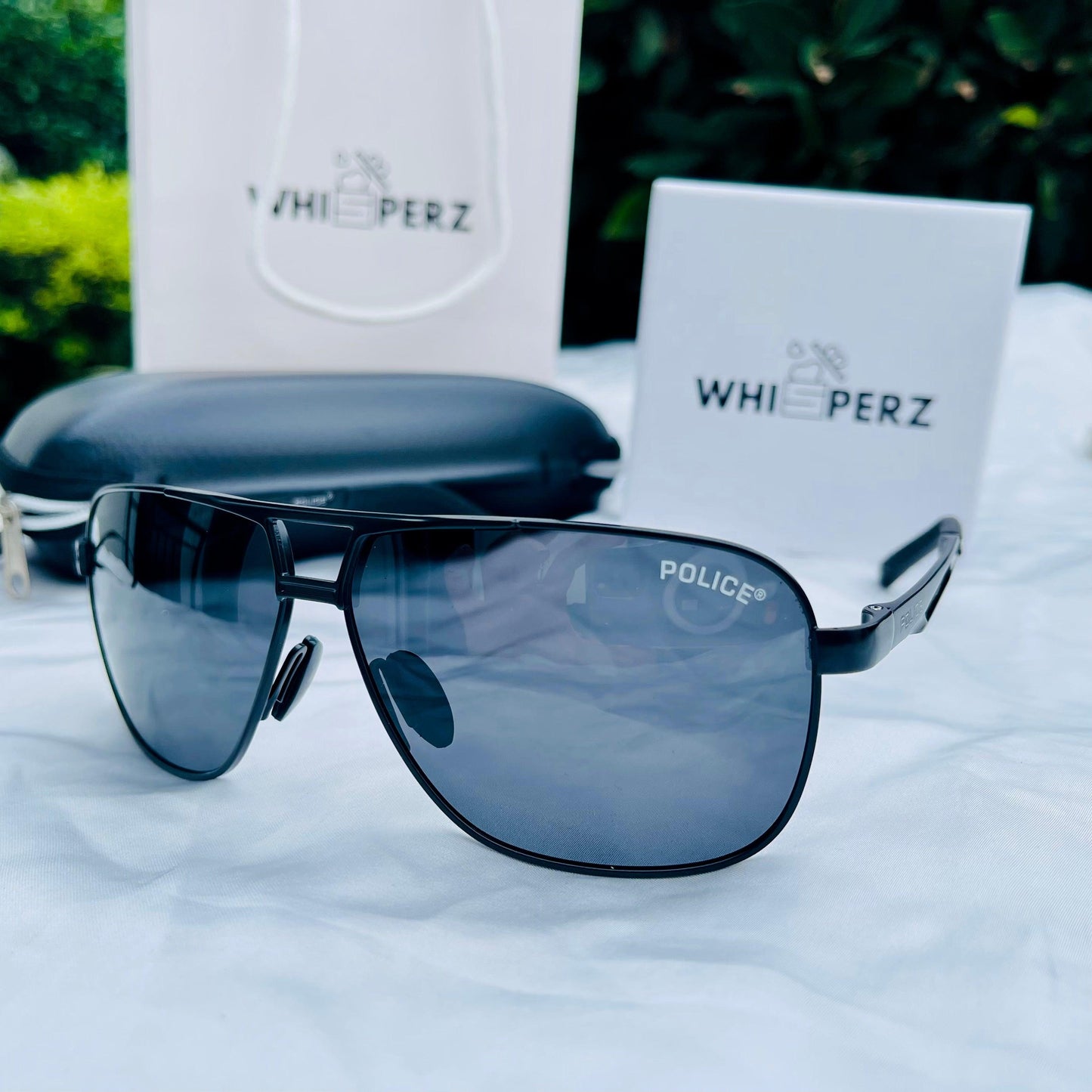 Italian Crafted Elegance: Police Black & Deep Blue Sunglasses - Whisperz