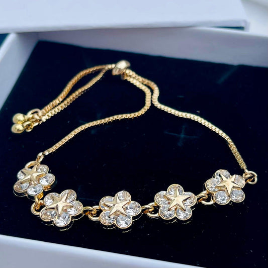 Golden Flower Charm Bracelet - Whisperz