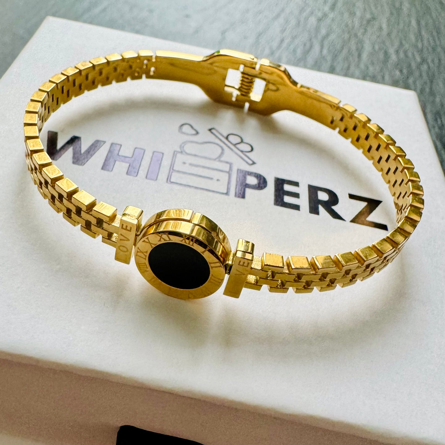 Golden Eclipse Roman Numerals Bracelet