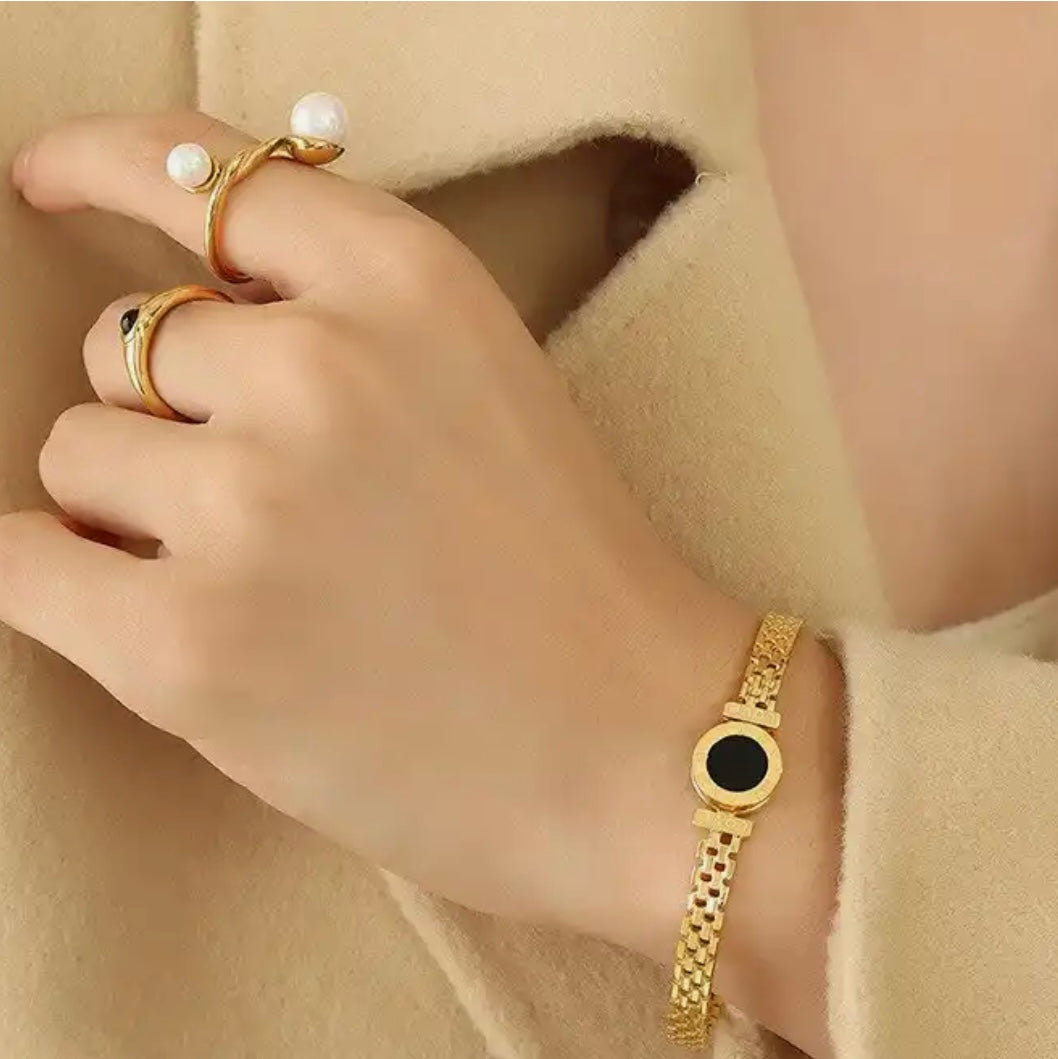 Golden Eclipse Roman Numerals Bracelet