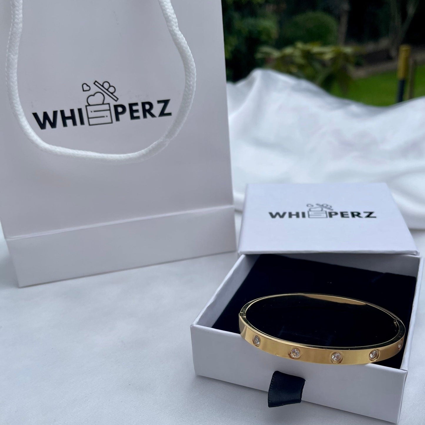 Radiant Elegance: Cubic Zirconia Stones Stainless Steel Bangle - Whisperz