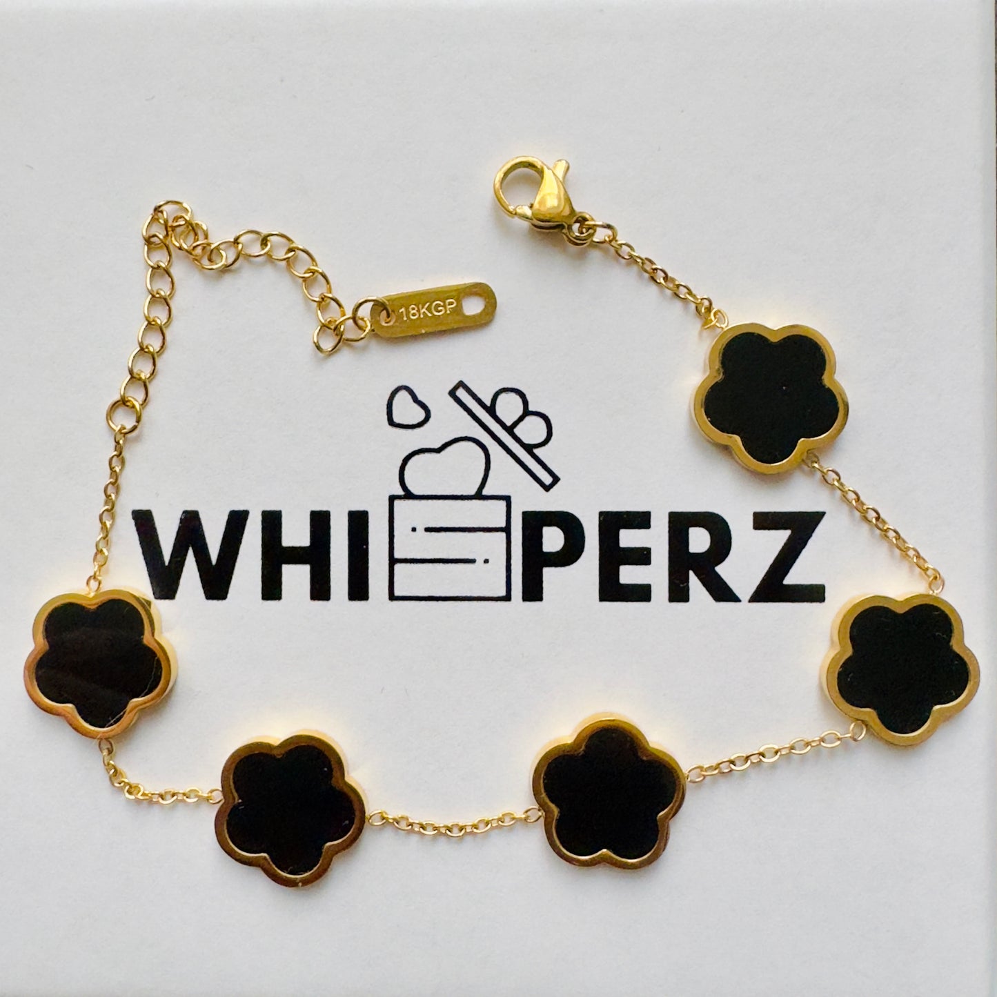 Midnight Daisy 18K Gold-Plated Stainless Steel Bracelet