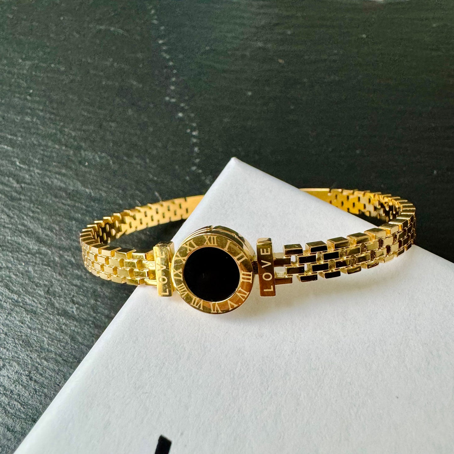 Golden Eclipse Roman Numerals Bracelet