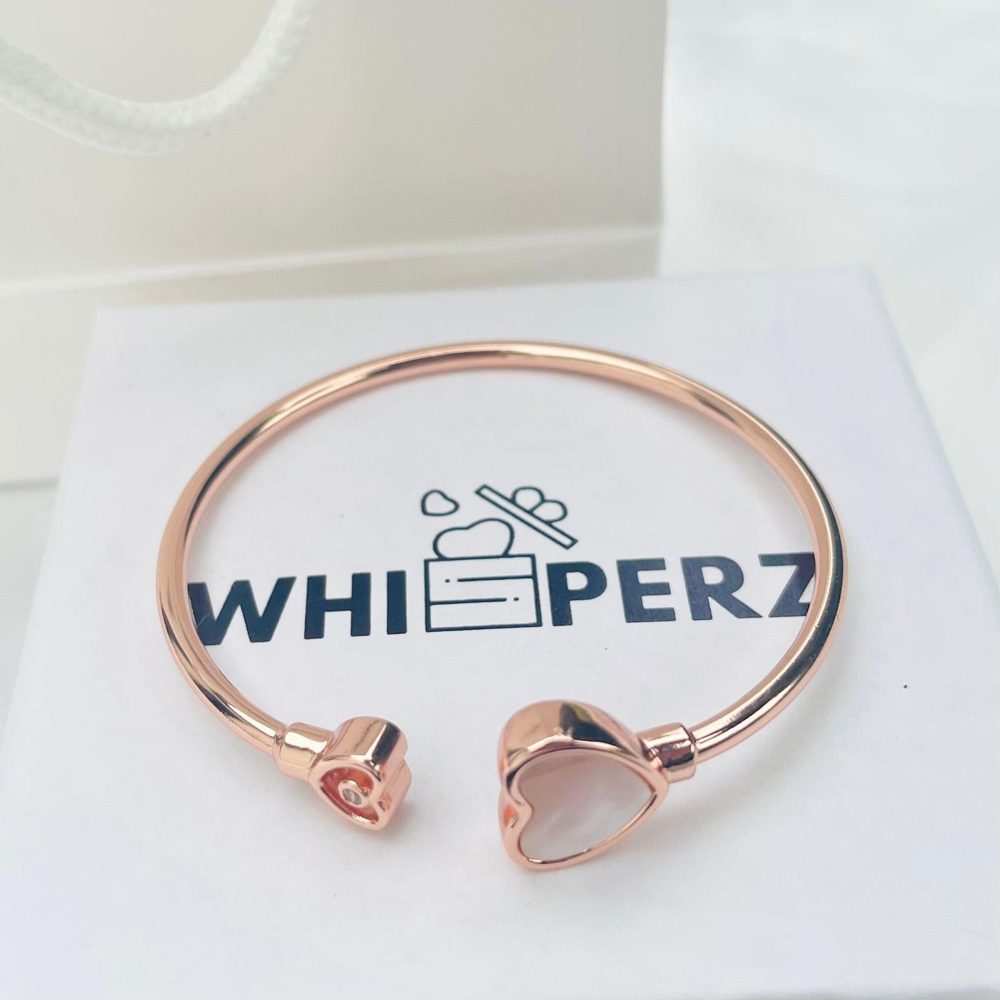 Rose Gold Love Heart Bracelet - Whisperz