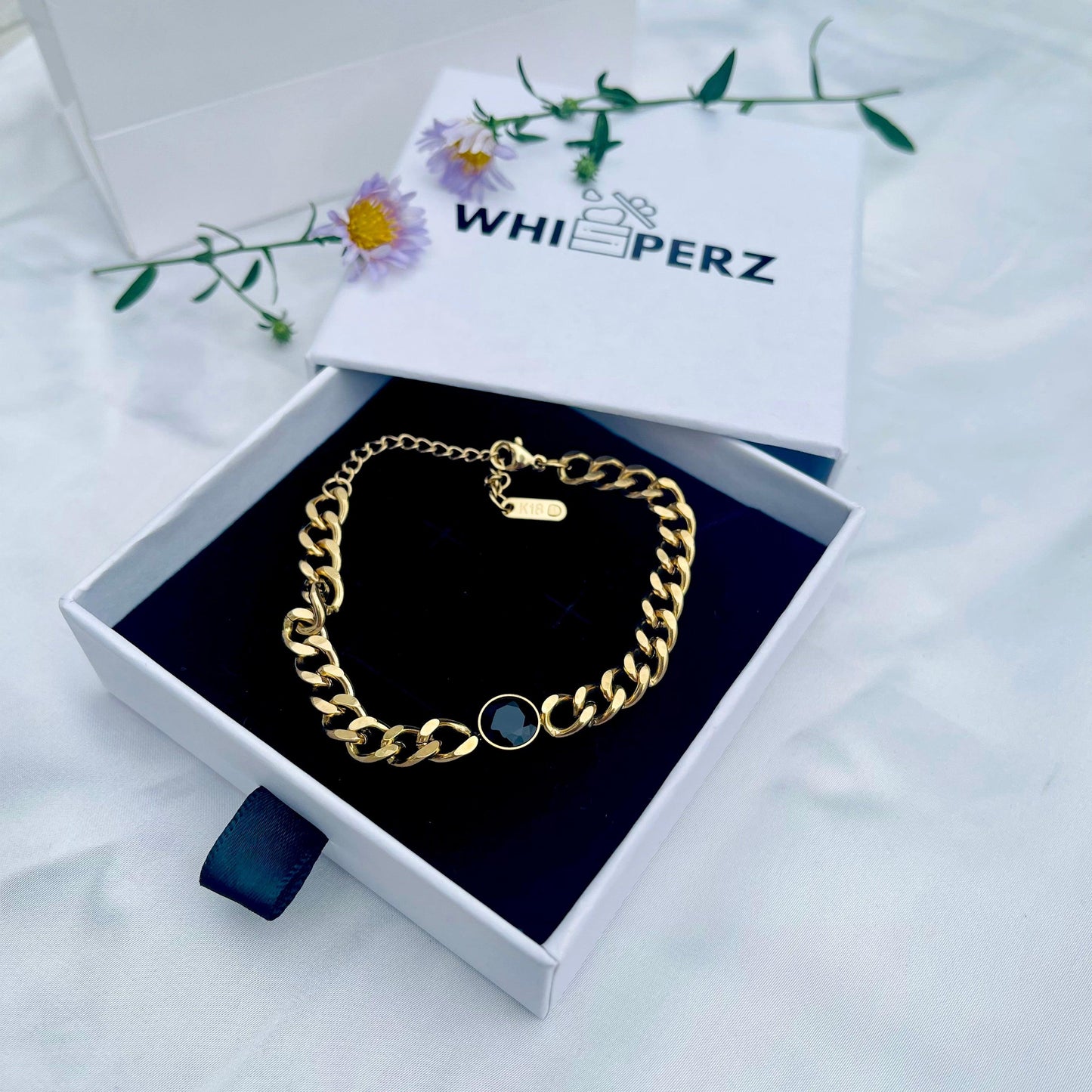 Golden Onyx Charm Bracelet 18k Gold - Whisperz