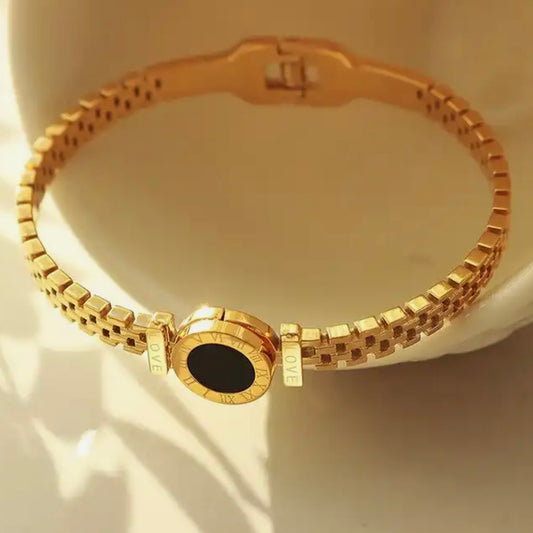 Golden Eclipse Roman Numerals Bracelet