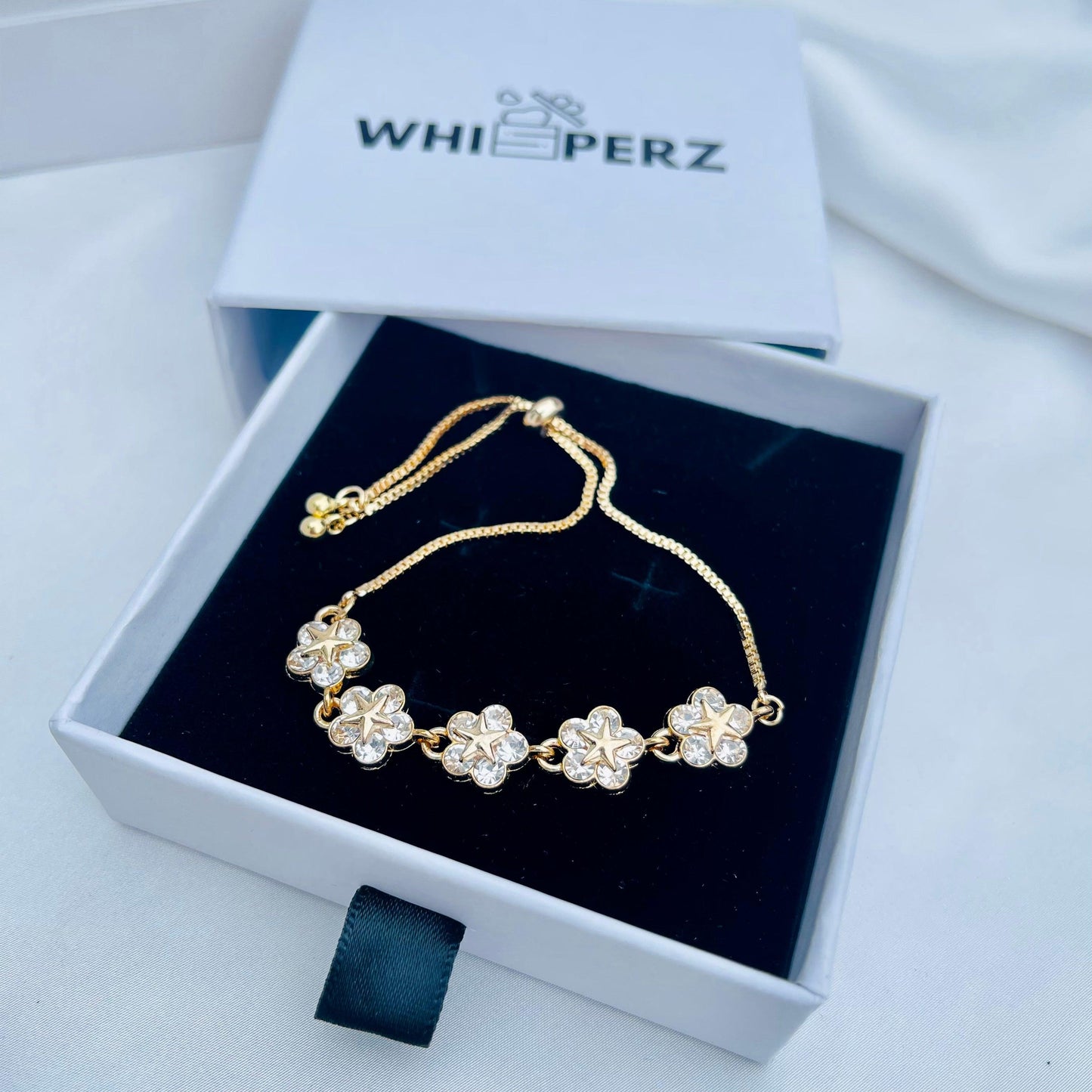 Golden Flower Charm Bracelet - Whisperz