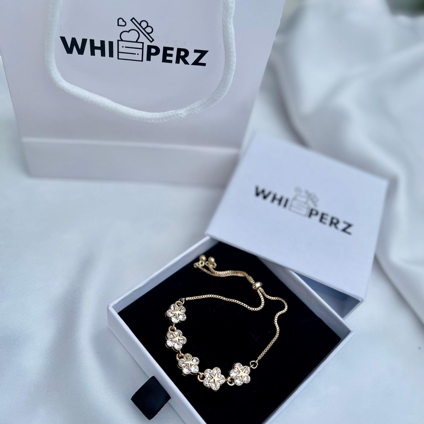 Golden Flower Charm Bracelet - Whisperz