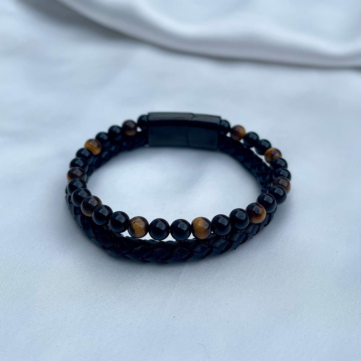 TigerEye Gemstone Leather Bracelet - Whisperz