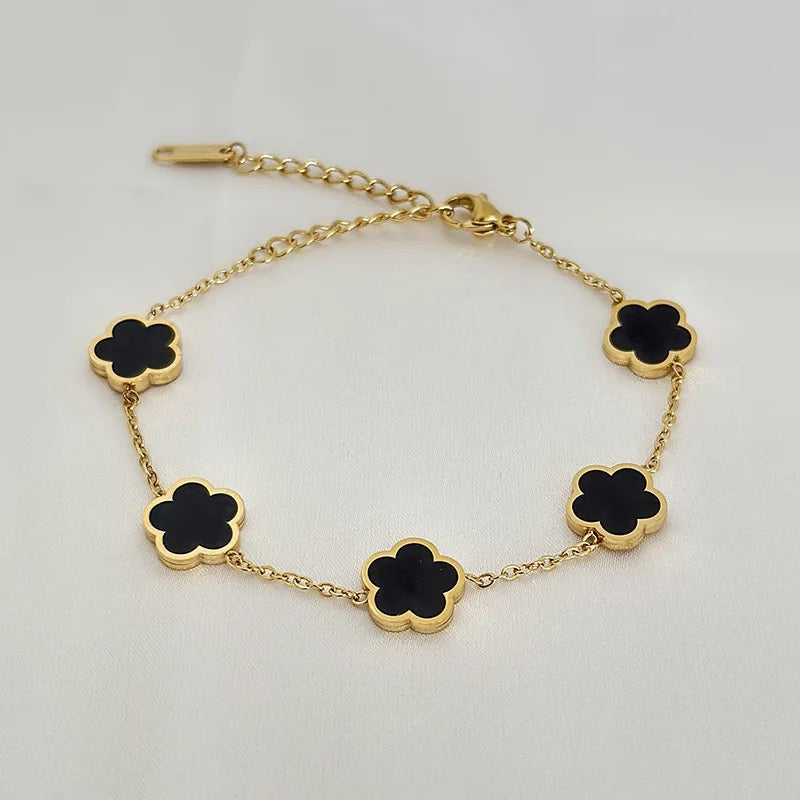 Midnight Daisy 18K Gold-Plated Stainless Steel Bracelet