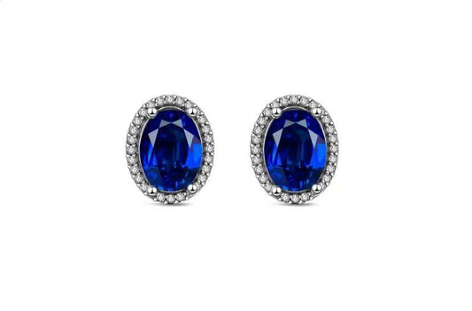 Sapphire Centerpiece Silver Earrings - Whisperz