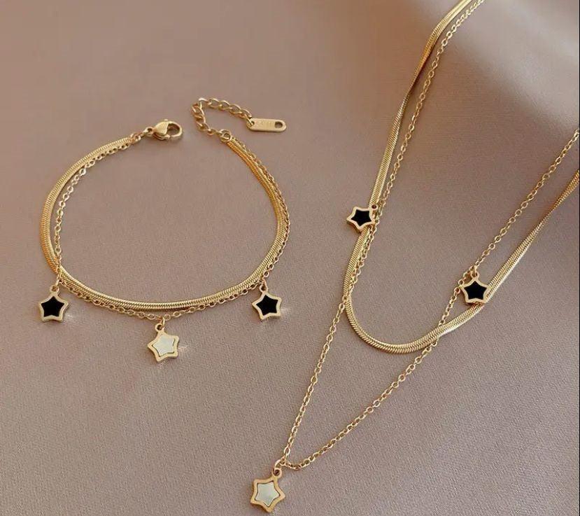 Starry Night Multi-Layer Gold Bracelet and Necklace - Whisperz