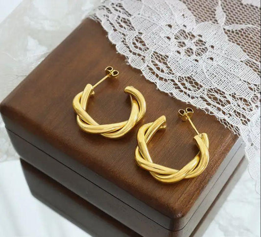 Golden Twisted Elegance Earrings - Whisperz