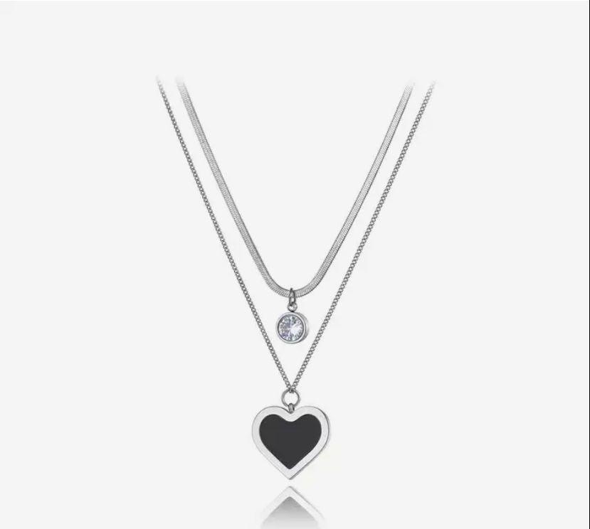 Luxury Black Heart Pendant & Crystal Choker Set - Whisperz
