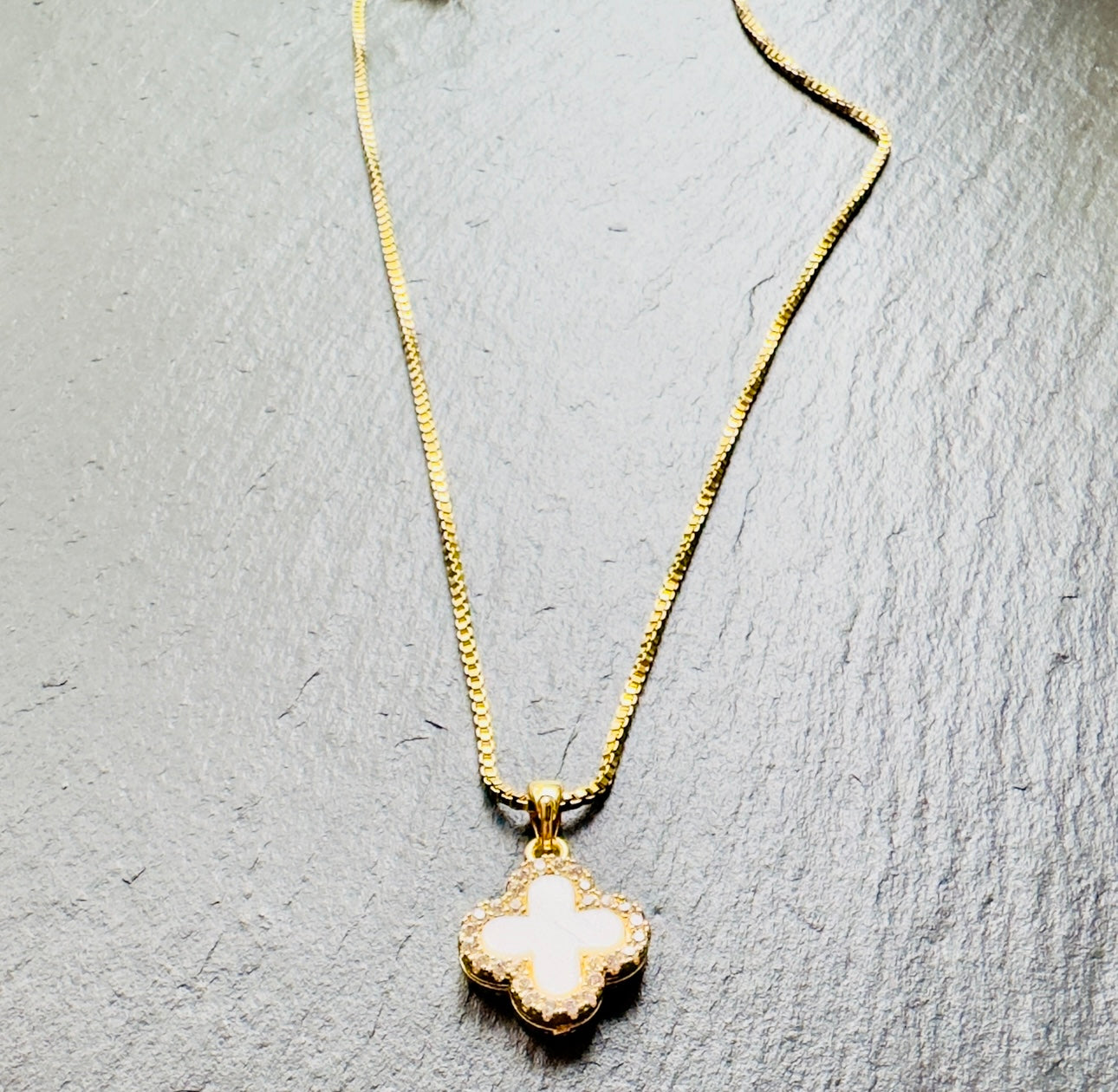 Charm of Fortune Dual-Sided Gold Clover Necklace