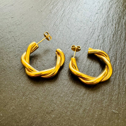 Golden Twisted Elegance Earrings