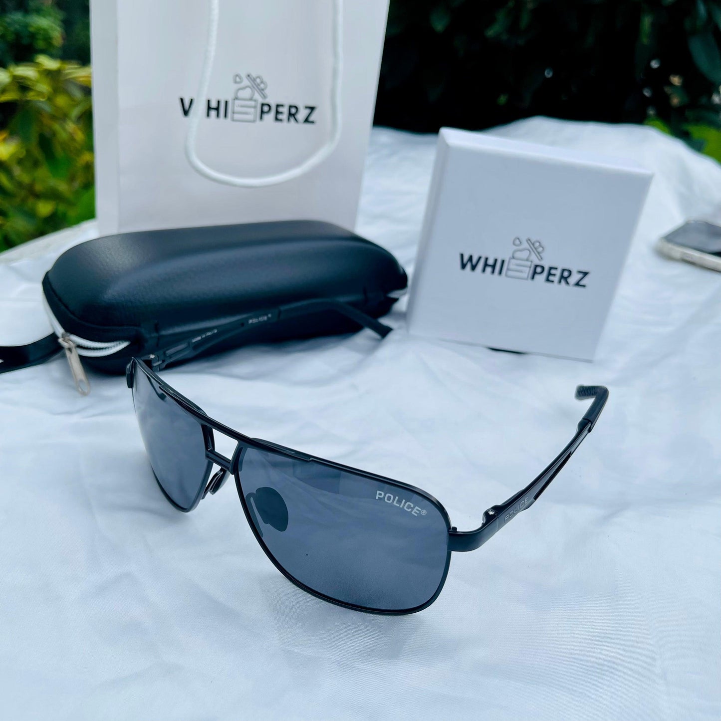 Italian Crafted Elegance: Police Black & Deep Blue Sunglasses - Whisperz