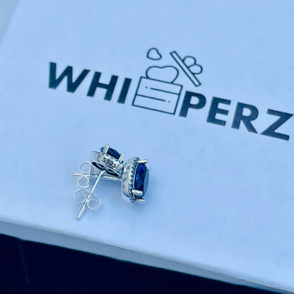 Sapphire Centerpiece Silver Earrings - Whisperz