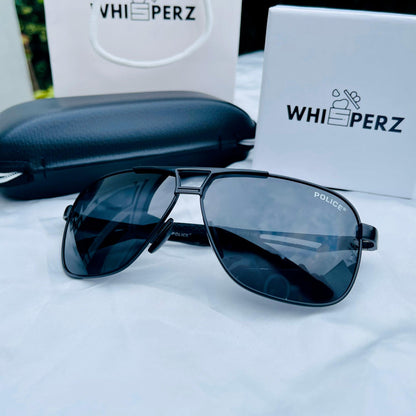 Italian Crafted Elegance: Police Black & Deep Blue Sunglasses - Whisperz