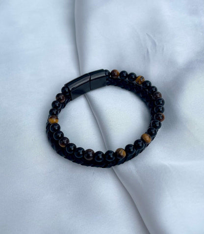 TigerEye Gemstone Leather Bracelet - Whisperz