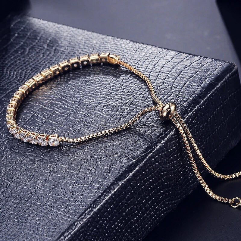 Golden Glamour Crystal Adjustable Bracelet
